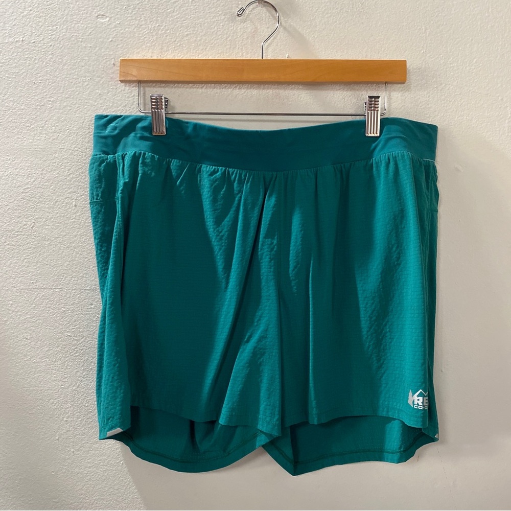 REI Co-Op Swiftland 6" Running Shorts Brief Liner Mens L Large Green Zip Pocket